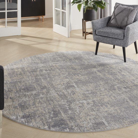 Nourison Rustic Textures RUS01 Area Rug, Ivory/Silver, 5'3" x Round