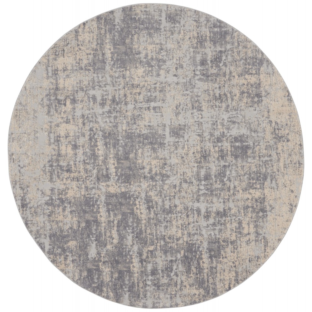 Nourison Rustic Textures RUS01 Area Rug, Ivory/Silver, 7'10" x Round