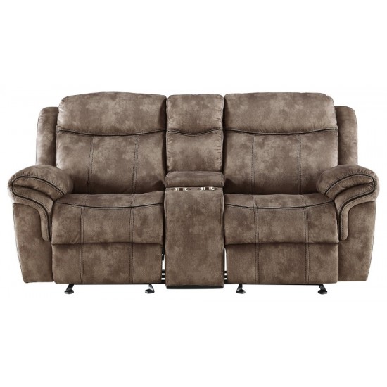 ACME Zubaida Loveseat w/Console (Glider & Motion), 2-Tone Chocolate Velvet