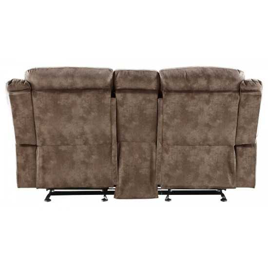 ACME Zubaida Loveseat w/Console (Glider & Motion), 2-Tone Chocolate Velvet