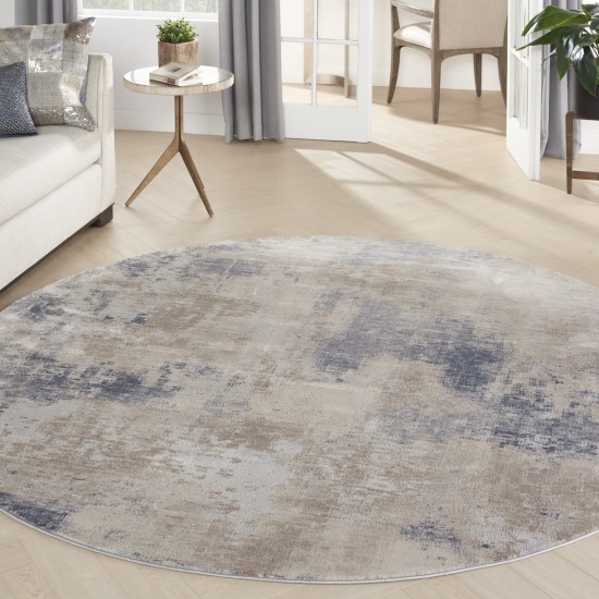 Nourison Rustic Textures RUS02 Area Rug, Beige/Grey, 5'3" x Round