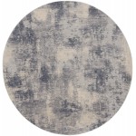 Nourison Rustic Textures RUS02 Area Rug, Blue/Ivory, 5'3" x Round