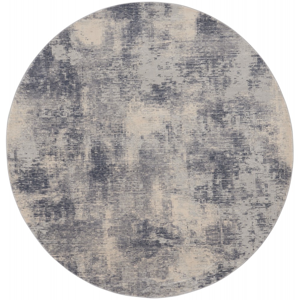 Nourison Rustic Textures RUS02 Area Rug, Blue/Ivory, 5'3" x Round