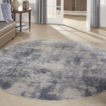 Nourison Rustic Textures RUS02 Area Rug, Blue/Ivory, 5'3" x Round