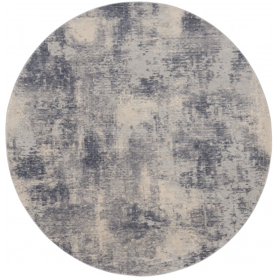 Nourison Rustic Textures RUS02 Area Rug, Blue/Ivory, 7'10" x Round