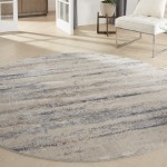 Nourison Rustic Textures RUS04 Area Rug, Beige/Grey, 5'3" x Round