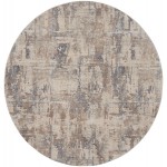 Nourison Rustic Textures RUS06 Area Rug, Beige/Grey, 5'3" x Round