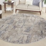 Nourison Rustic Textures RUS06 Area Rug, Beige/Grey, 5'3" x Round