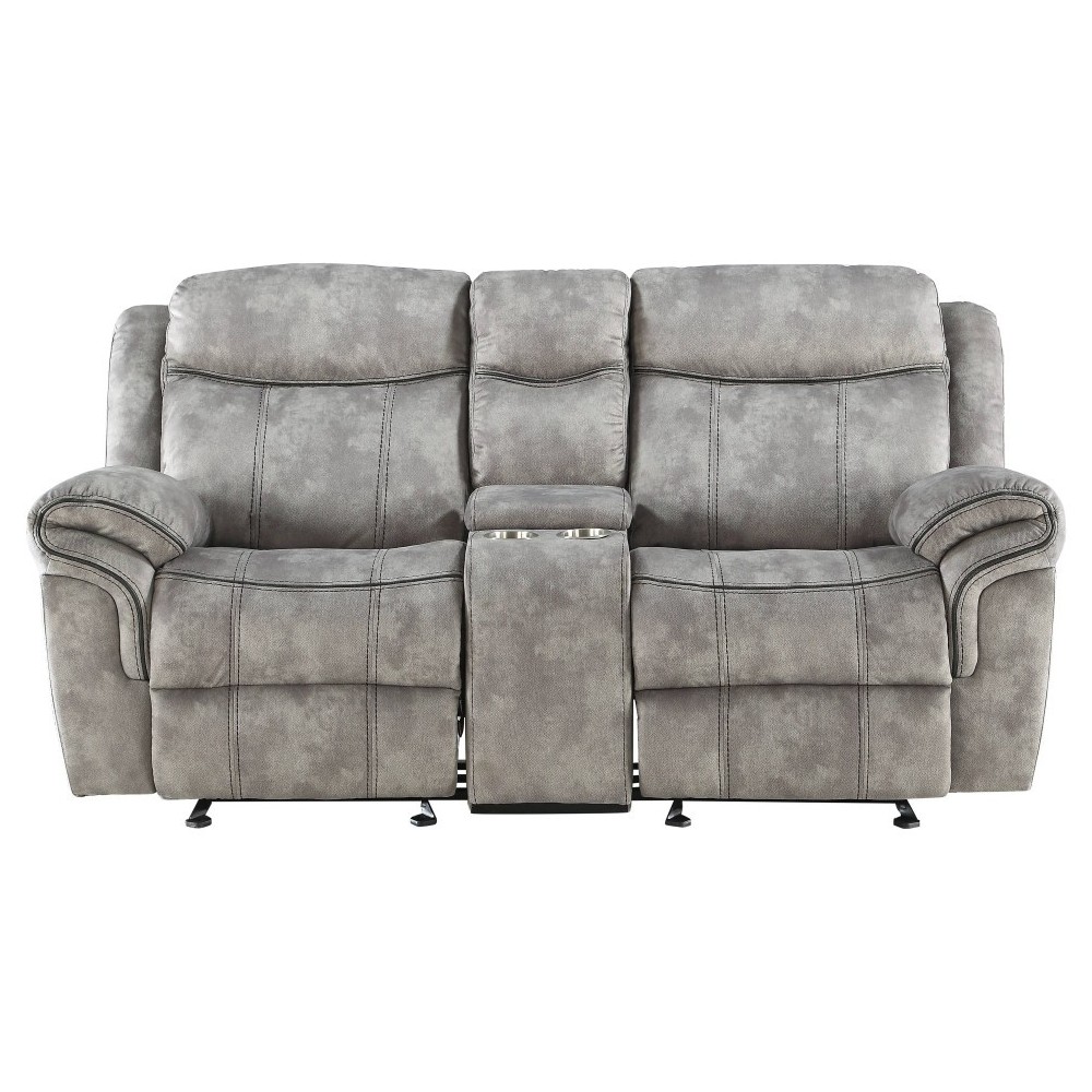 ACME Zubaida Loveseat w/Console (Glider & Motion), 2-Tone Gray Velvet