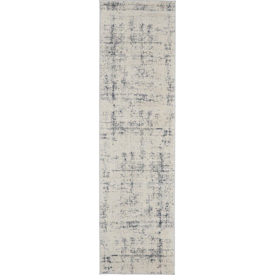 Nourison Rustic Textures RUS06 Runner Rug, Ivory/Blue, 2'2" x 7'6"