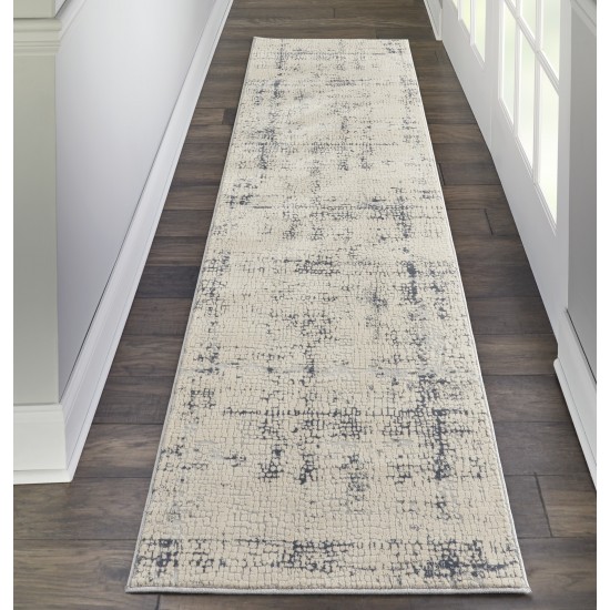 Nourison Rustic Textures RUS06 Runner Rug, Ivory/Blue, 2'2" x 7'6"