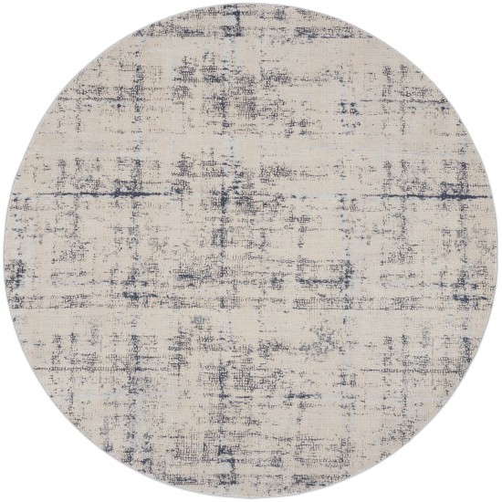 Nourison Rustic Textures RUS06 Area Rug, Ivory/Blue, 5'3" x Round