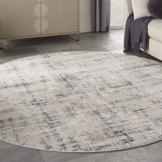 Nourison Rustic Textures RUS06 Area Rug, Ivory/Blue, 5'3" x Round