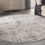 Nourison Rustic Textures RUS06 Area Rug, Ivory/Blue, 7'10" x Round