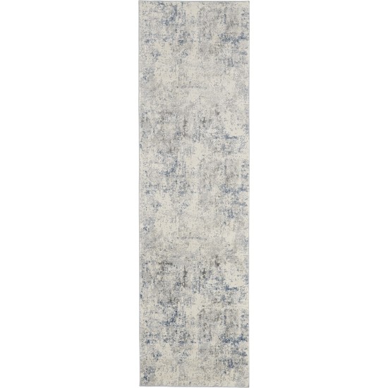 Nourison Rustic Textures RUS07 Runner Rug, Ivory/Grey/Blue, 2'2" x 7'6"