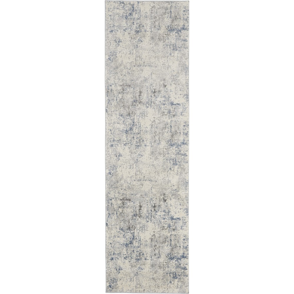 Nourison Rustic Textures RUS07 Runner Rug, Ivory/Grey/Blue, 2'2" x 7'6"