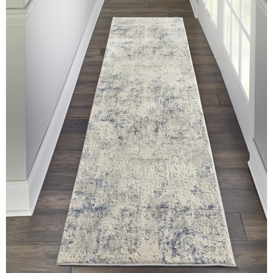 Nourison Rustic Textures RUS07 Runner Rug, Ivory/Grey/Blue, 2'2" x 7'6"