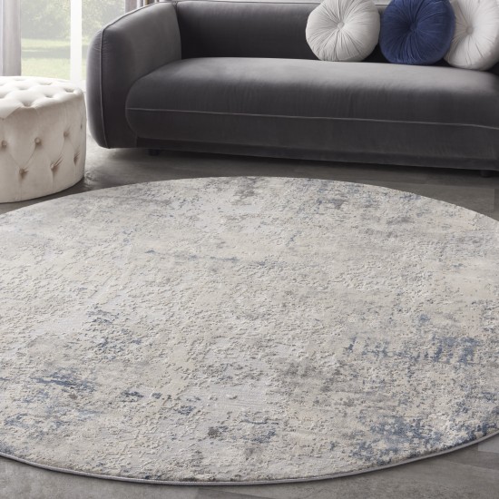 Nourison Rustic Textures RUS07 Area Rug, Ivory/Grey/Blue, 5'3" x Round