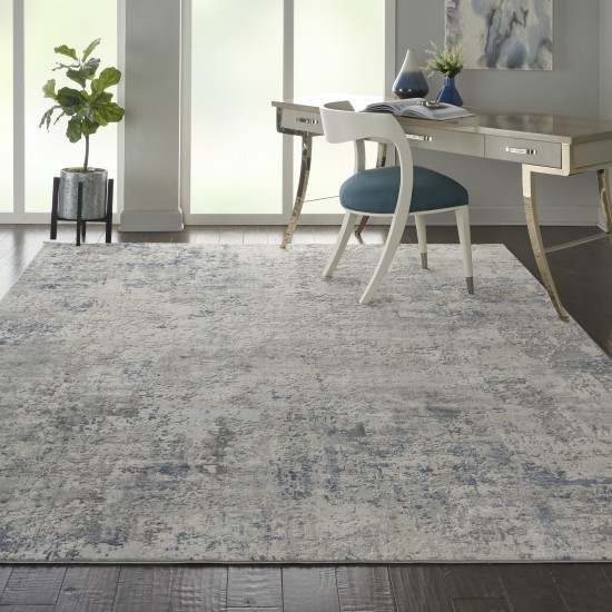 Nourison Rustic Textures RUS07 Area Rug, Ivory/Grey/Blue, 7'10" x 10'6"