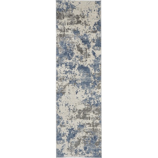 Nourison Rustic Textures RUS08 Runner Rug, Grey/Blue, 2'2" x 7'6"