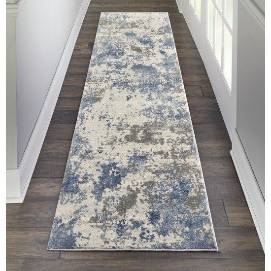 Nourison Rustic Textures RUS08 Runner Rug, Grey/Blue, 2'2" x 7'6"