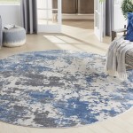 Nourison Rustic Textures RUS08 Area Rug, Grey/Blue, 5'3" x Round