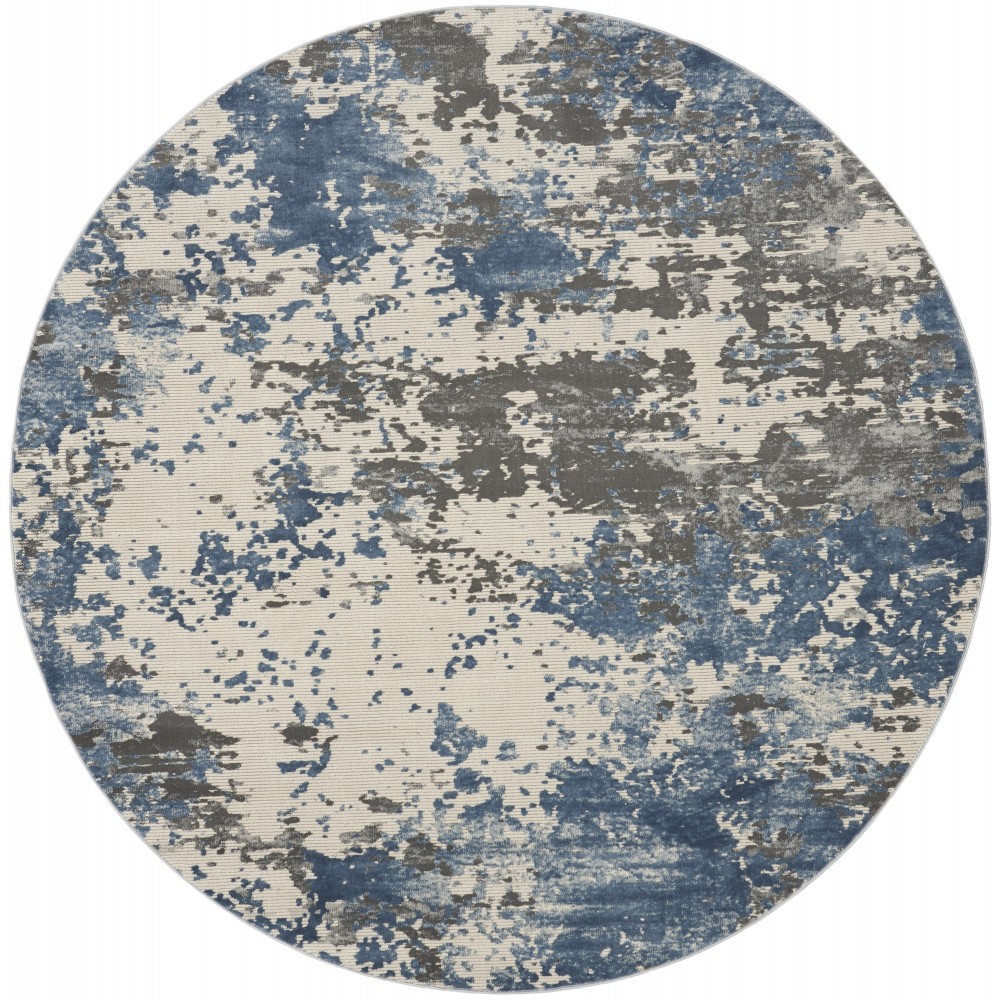 Nourison Rustic Textures RUS08 Area Rug, Grey/Blue, 7'10" x Round Nourison Rustic Textures RUS08 Area Rug, Grey/Blue, 7'10" x Round