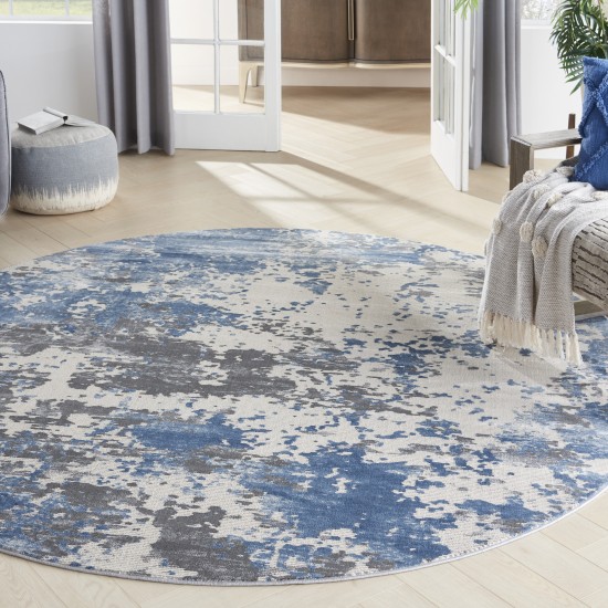 Nourison Rustic Textures RUS08 Area Rug, Grey/Blue, 7'10" x Round