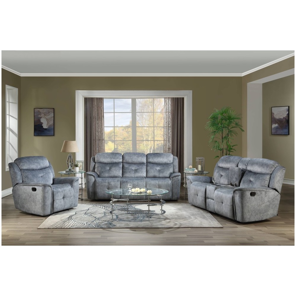 ACME Mariana Loveseat w/Console (Motion), Silver Gray Fabric