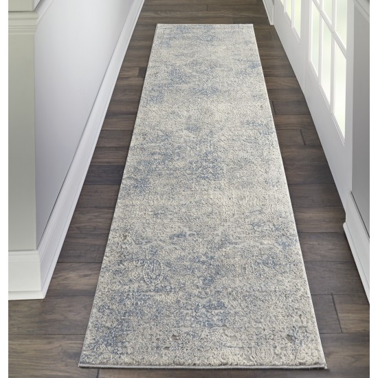 Nourison Rustic Textures RUS09 Runner Rug, Ivory/Grey/Blue, 2'2" x 7'6"