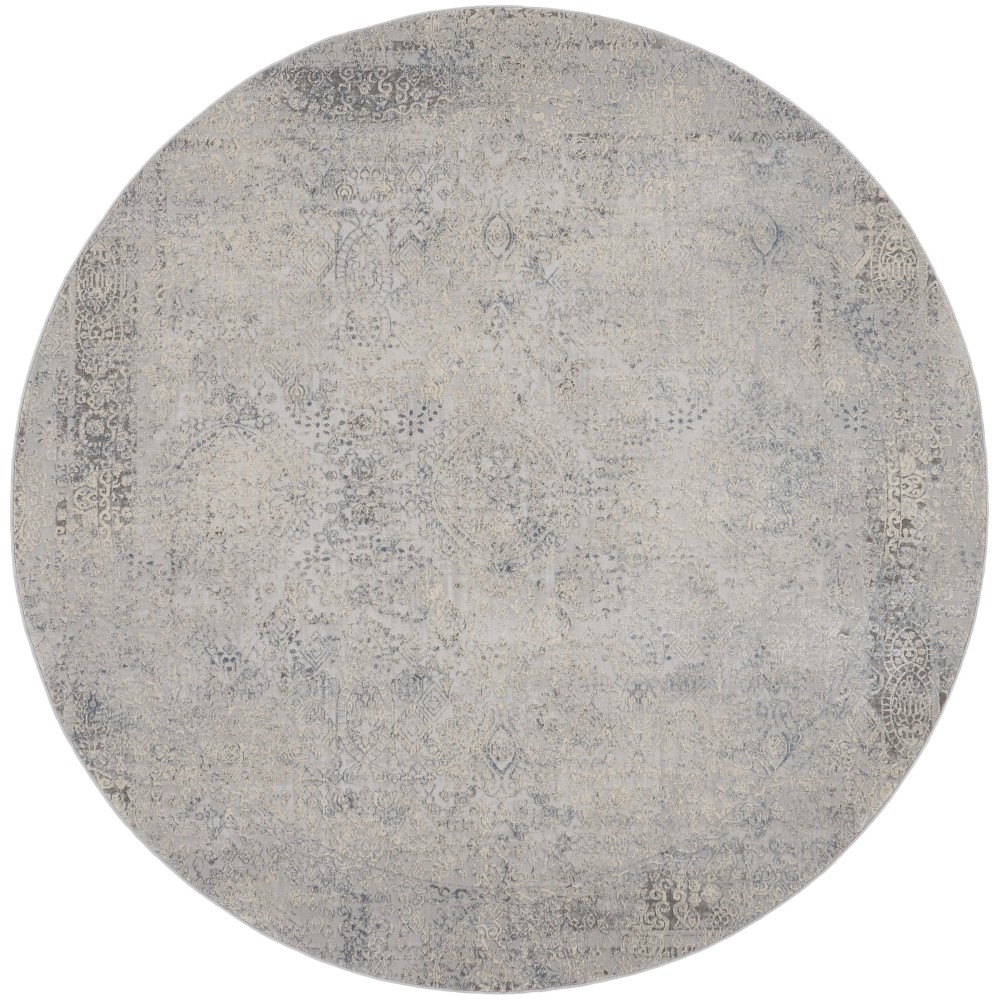 Nourison Rustic Textures RUS09 Area Rug, Ivory/Light Blue, 5'3" x Round