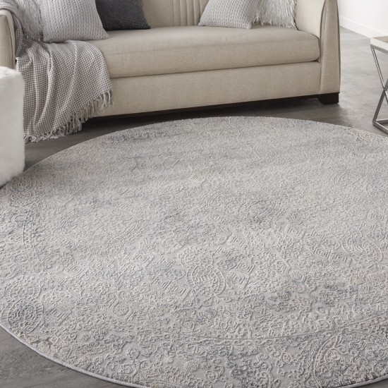 Nourison Rustic Textures RUS09 Area Rug, Ivory/Light Blue, 5'3" x Round