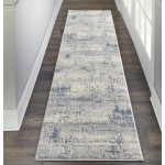 Nourison Rustic Textures RUS10 Runner Rug, Ivory/Blue, 2'2" x 7'6"