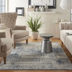 Nourison Rustic Textures RUS10 Area Rug, Ivory/Blue, 3'11" x 5'11"