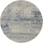 Nourison Rustic Textures RUS10 Area Rug, Ivory/Blue, 5'3" x Round