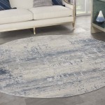 Nourison Rustic Textures RUS10 Area Rug, Ivory/Blue, 5'3" x Round