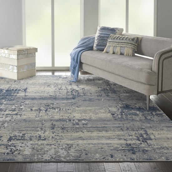 Nourison Rustic Textures RUS10 Area Rug, Ivory/Blue, 7'10" x 10'6"