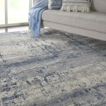 Nourison Rustic Textures RUS10 Area Rug, Ivory/Blue, 7'10" x 10'6"