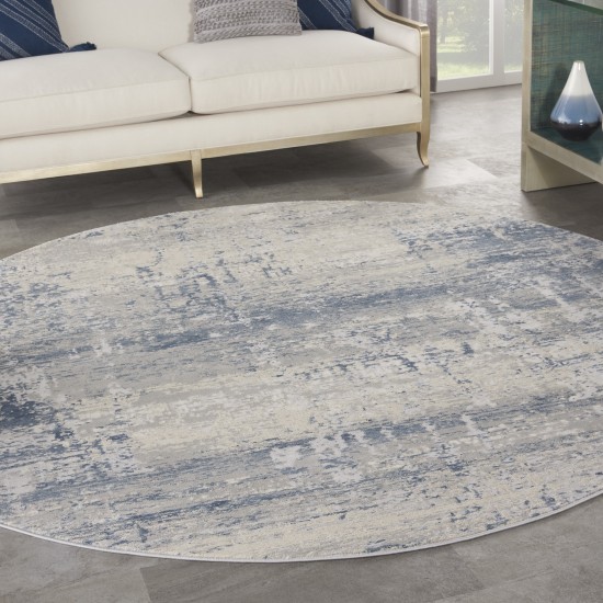 Nourison Rustic Textures RUS10 Area Rug, Ivory/Blue, 7'10" x Round