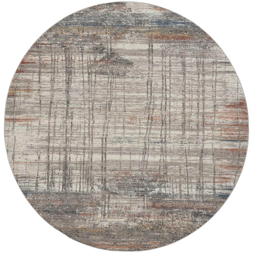 Nourison Rustic Textures RUS12 Area Rug, Grey/Multicolor, 5'3" x Round Nourison Rustic Textures RUS12 Area Rug, Grey/Multicolor, 5'3" x Round
