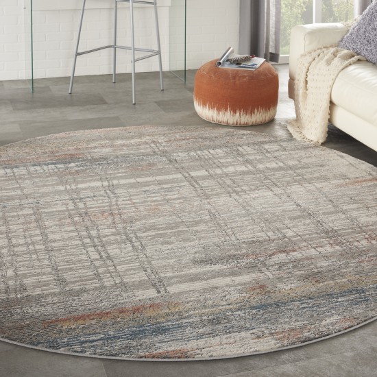 Nourison Rustic Textures RUS12 Area Rug, Grey/Multicolor, 5'3" x Round