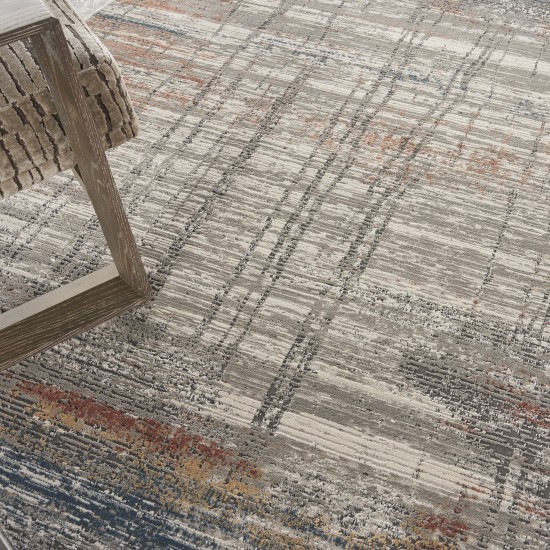 Nourison Rustic Textures RUS12 Area Rug, Grey/Multicolor, 5'3" x Round