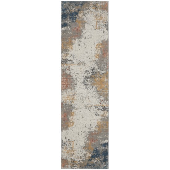 Nourison Rustic Textures RUS13 Runner Rug, Grey/Blue, 2'2" x 7'6"