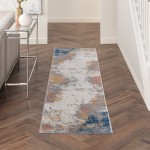 Nourison Rustic Textures RUS13 Runner Rug, Grey/Blue, 2'2" x 7'6"