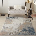 Nourison Rustic Textures RUS13 Area Rug, Grey/Blue, 5'3" x 7'3"