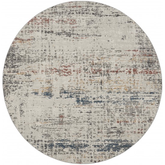 Nourison Rustic Textures RUS14 Area Rug, Light Grey/Multicolor, 5'3" x Round