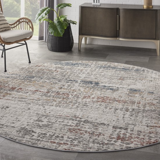 Nourison Rustic Textures RUS14 Area Rug, Light Grey/Multicolor, 5'3" x Round