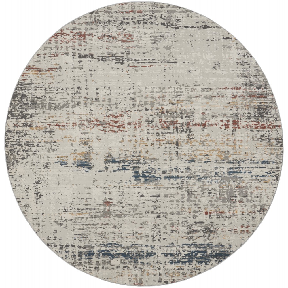 Nourison Rustic Textures RUS14 Area Rug, Light Grey/Multicolor, 7'10" x Round Nourison Rustic Textures RUS14 Area Rug, Light Grey/Multicolor, 7'10" x Round