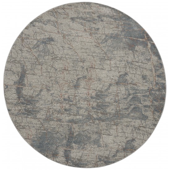 Nourison Rustic Textures RUS15 Area Rug, Light Grey/Blue, 5'3" x Round