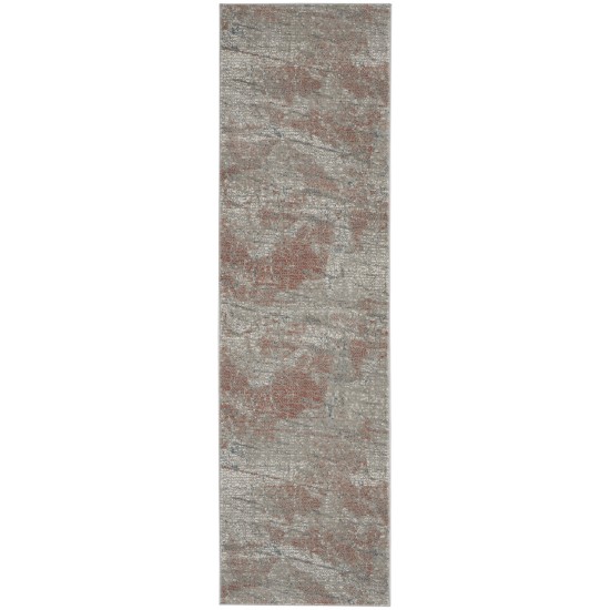 Nourison Rustic Textures RUS15 Runner Rug, Light Grey/Rust, 2'2" x 7'6"